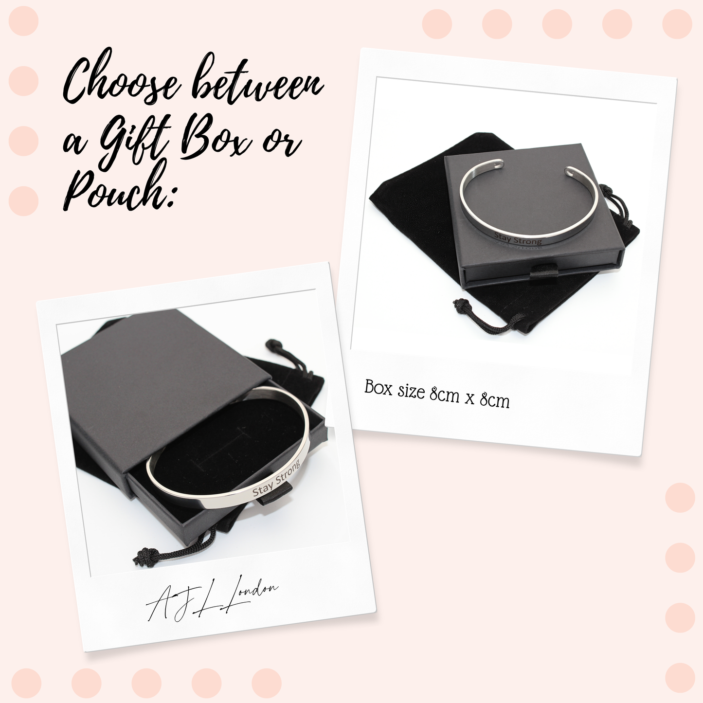 AJL Personalised Engraved Bracelet Cuff Bangle with Any Text/Name