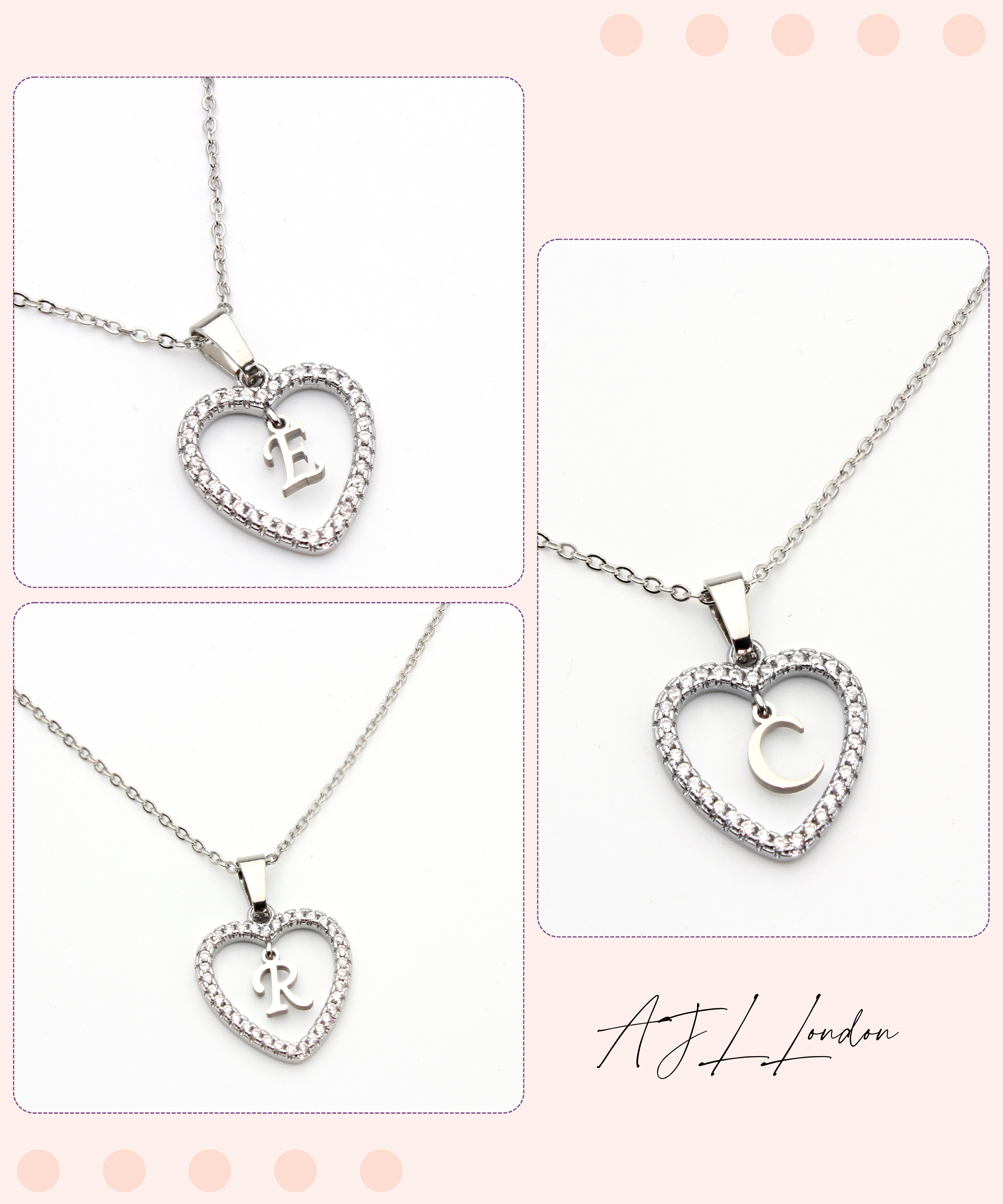 Personalized Heart Initial Pendant Necklace