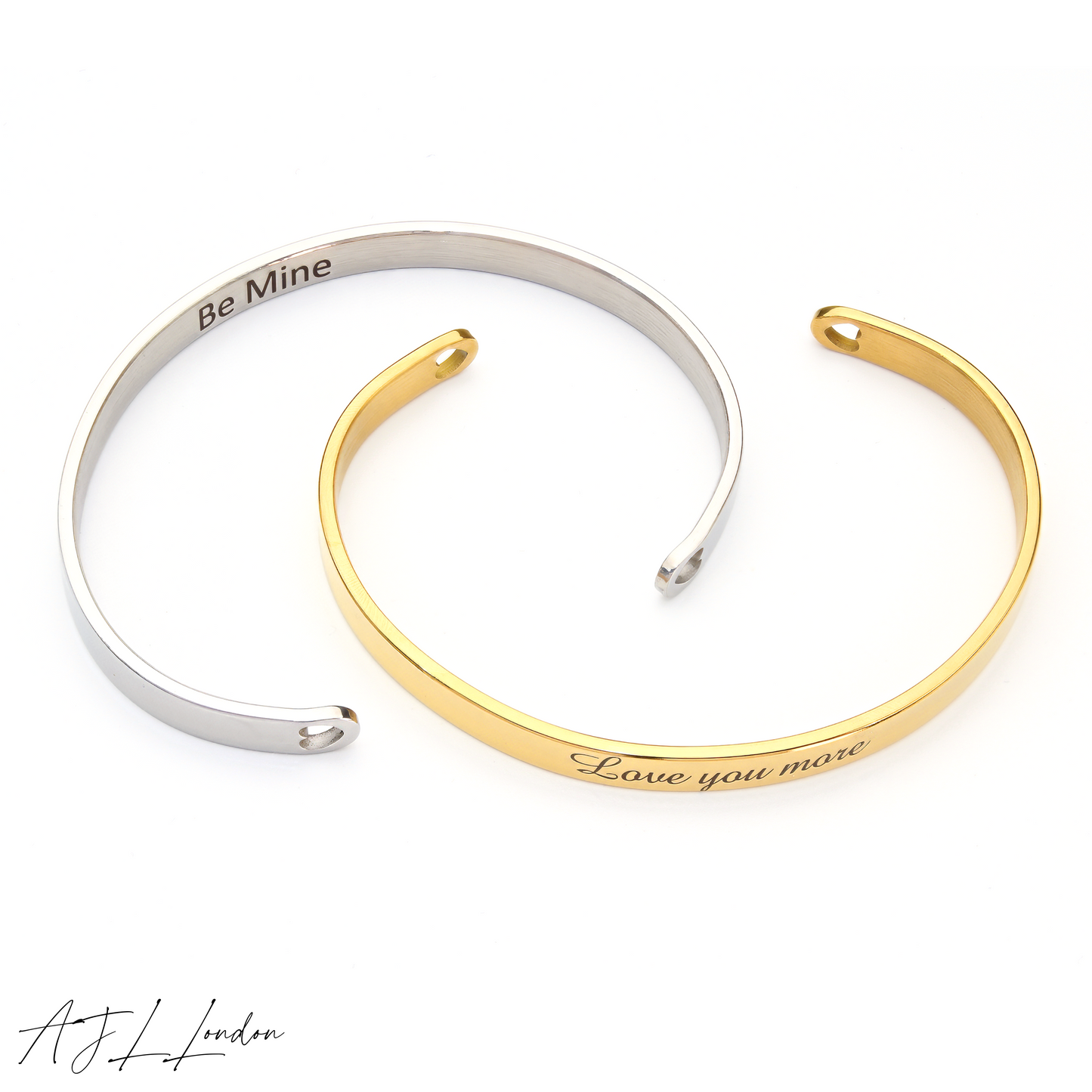 AJL Personalised Engraved Bracelet Cuff Bangle with Any Text/Name