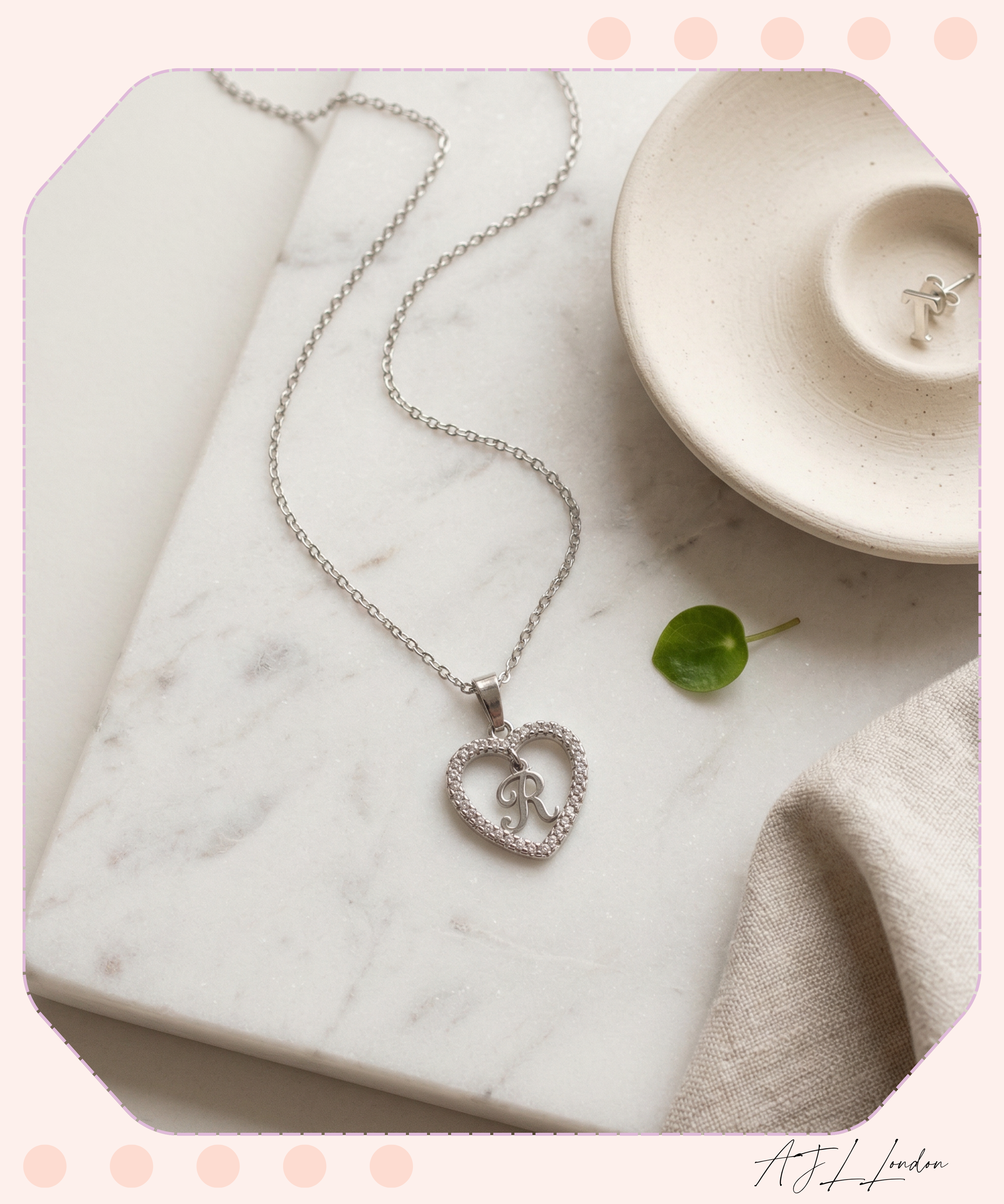 Personalized Heart Initial Pendant Necklace